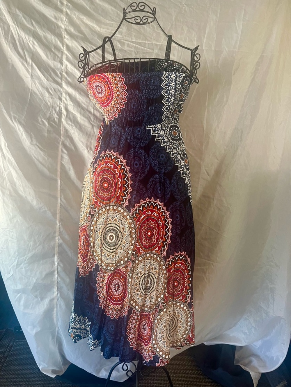 India Boutique Mandala Strapless Dress Maxi Skirt Size Small-Medium